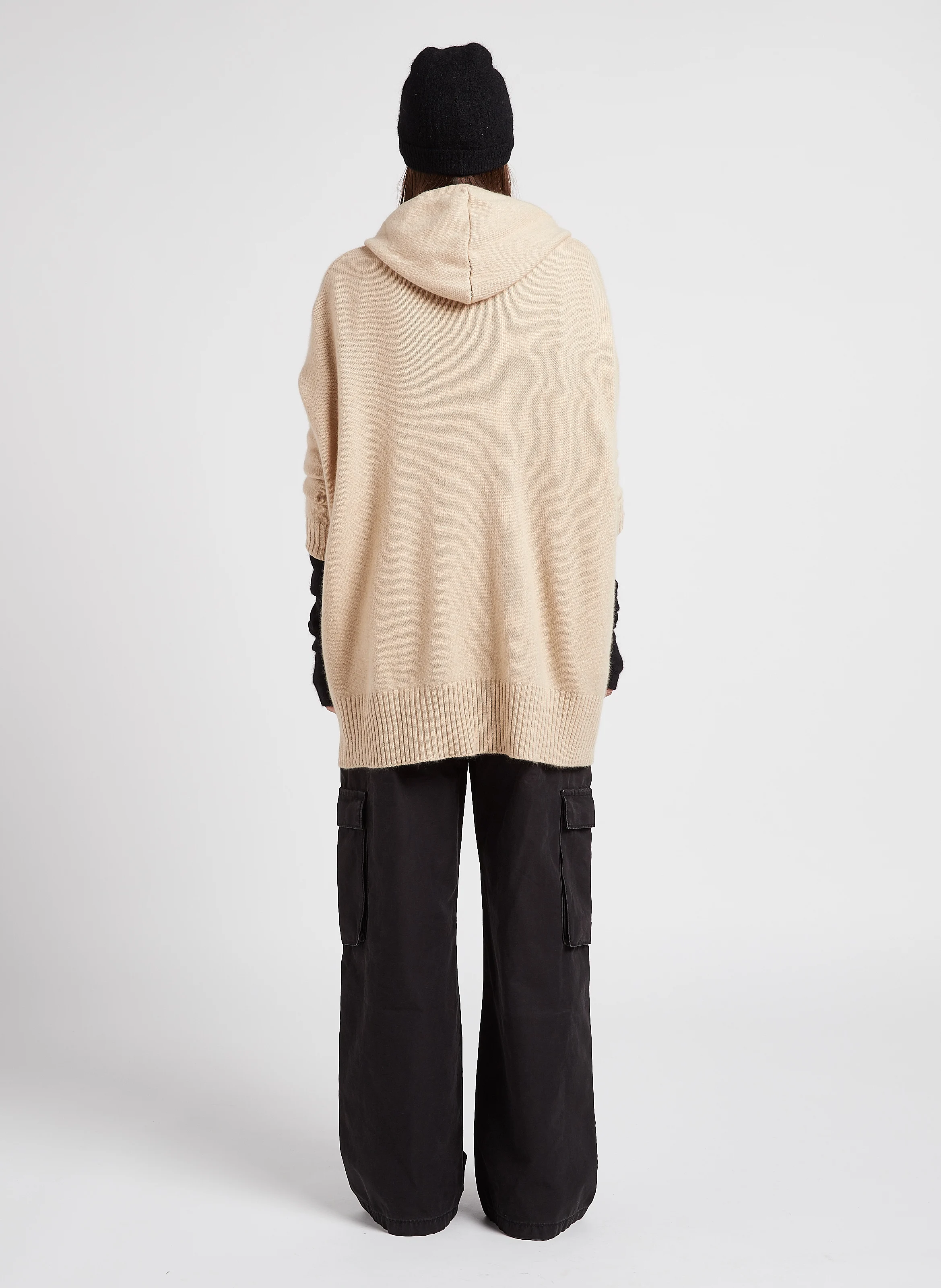 BAGGY CARGO - Pantalon large taille mi-haute en coton | Noir