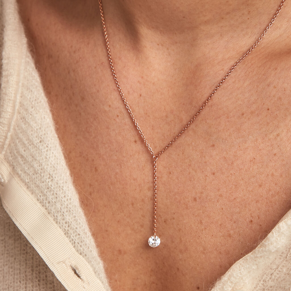 Collier Constantin Argent Rose Oxyde De Zirconium