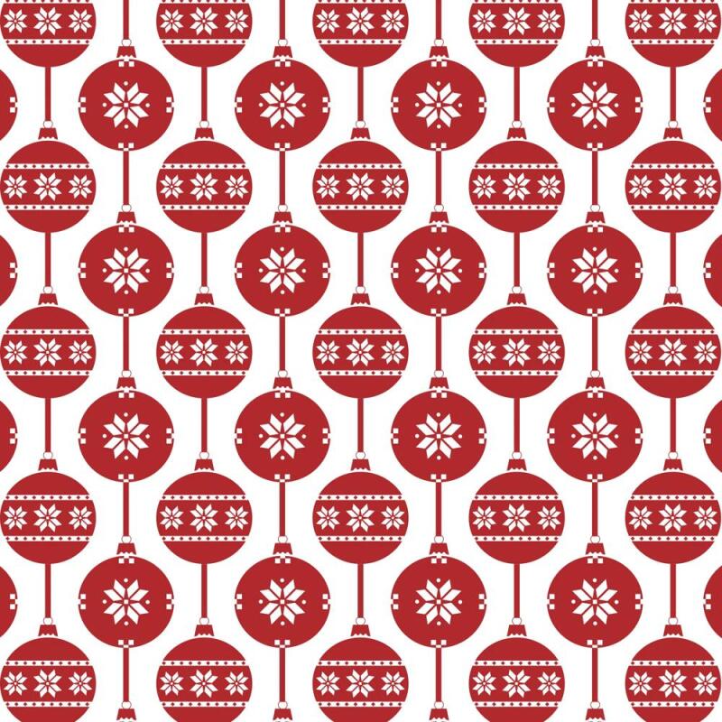Papier cadeau Alliance, largeur 70 cm - Rouleau de 50 m, Boules de Noël scandinavec - Rouge