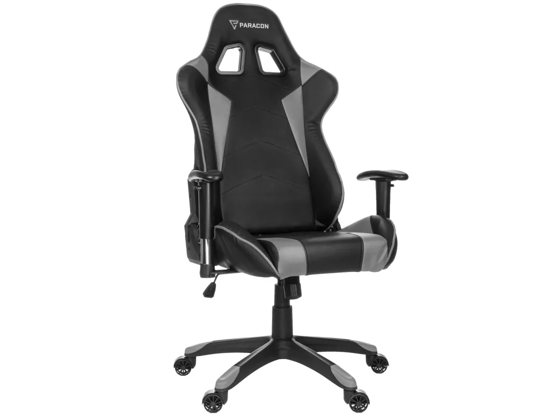 Paracon Knight Fauteuil de gamer avec oreiller cervical et soutien lombaire, gris.