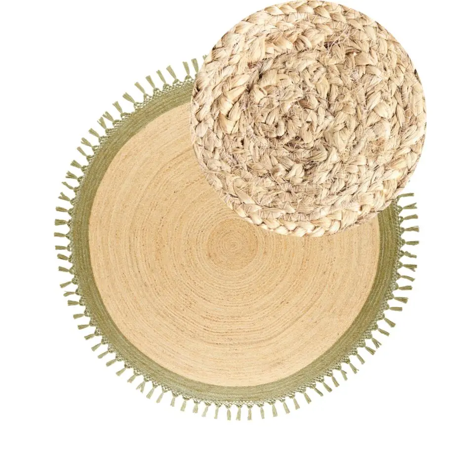 MARTS - Vloerkleed - Beige/Groen - 200 cm - Jute
