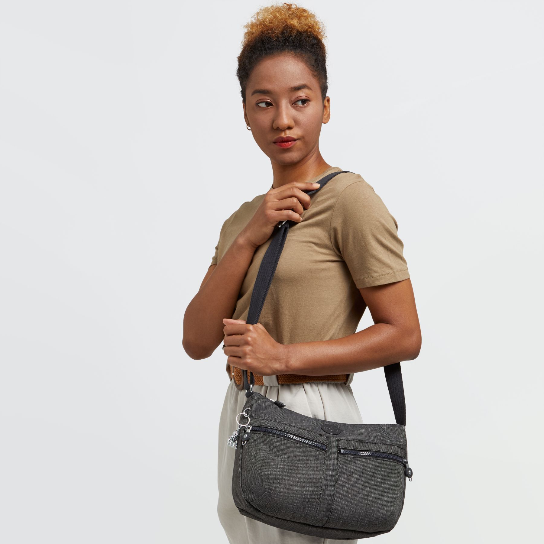 IZELLAH Sac Épaule à Bandoulière Taille Moyenne  - Black Peppery