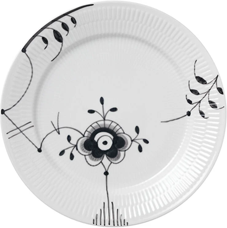 Royal Copenhagen Sort Mega Riflet 27 cm. tallerken Sort
