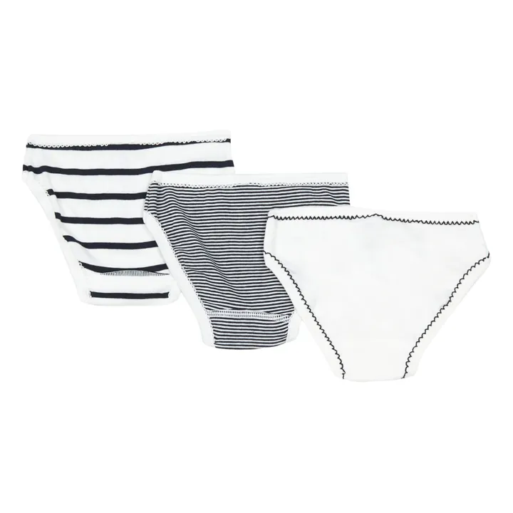 Petit Bateau Lot 3 Culottes Marinière Coton Bio | Bleu
