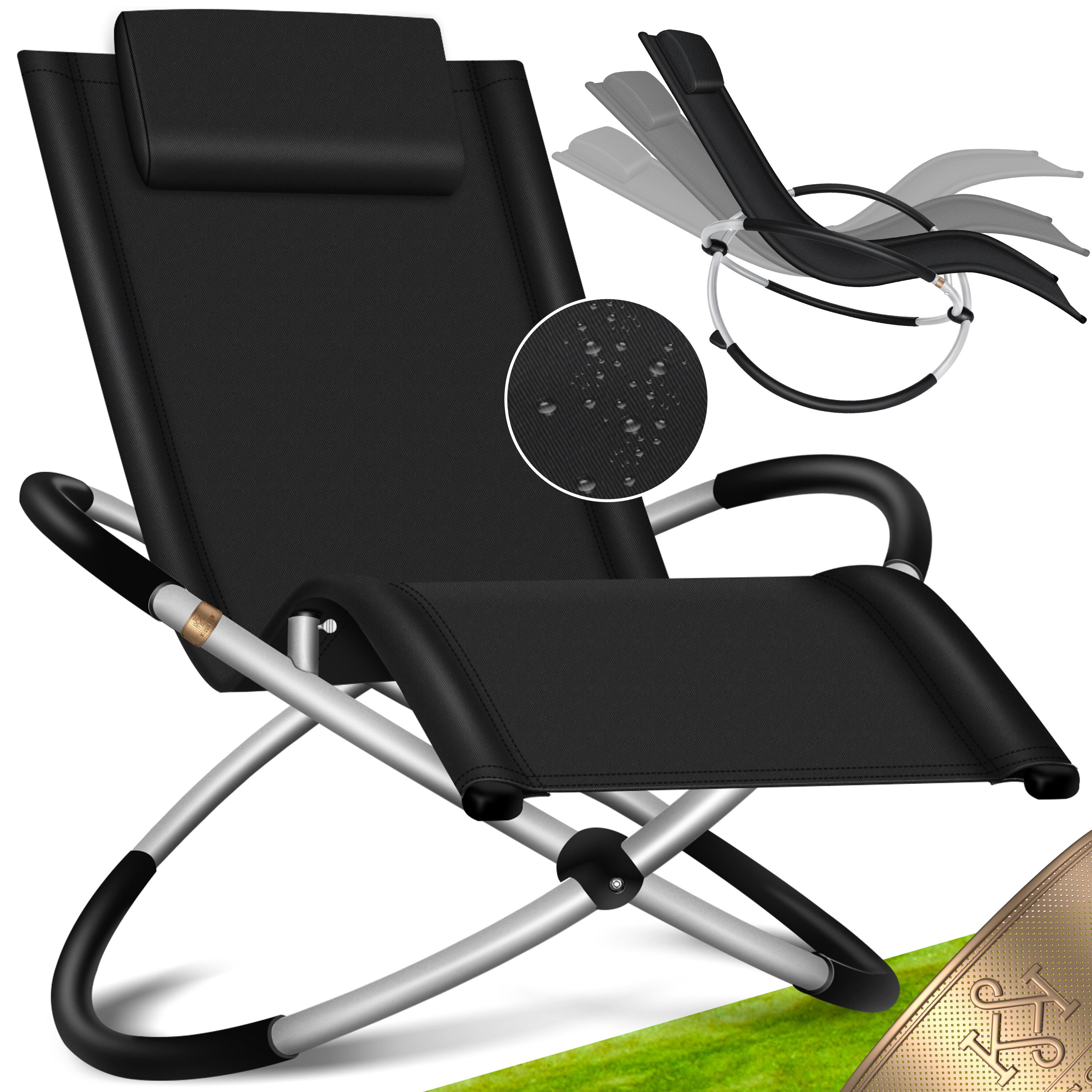 KESSER® Relaxliege Liegestuhl | Gartenliege | Gartenstuhl | Klappstuhl faltbar | Schwungliege | Schaukelsessel | ergonomische Relaxsessel | wetterfest | 180 kg Belastung | 174 x 78 x 89 cm