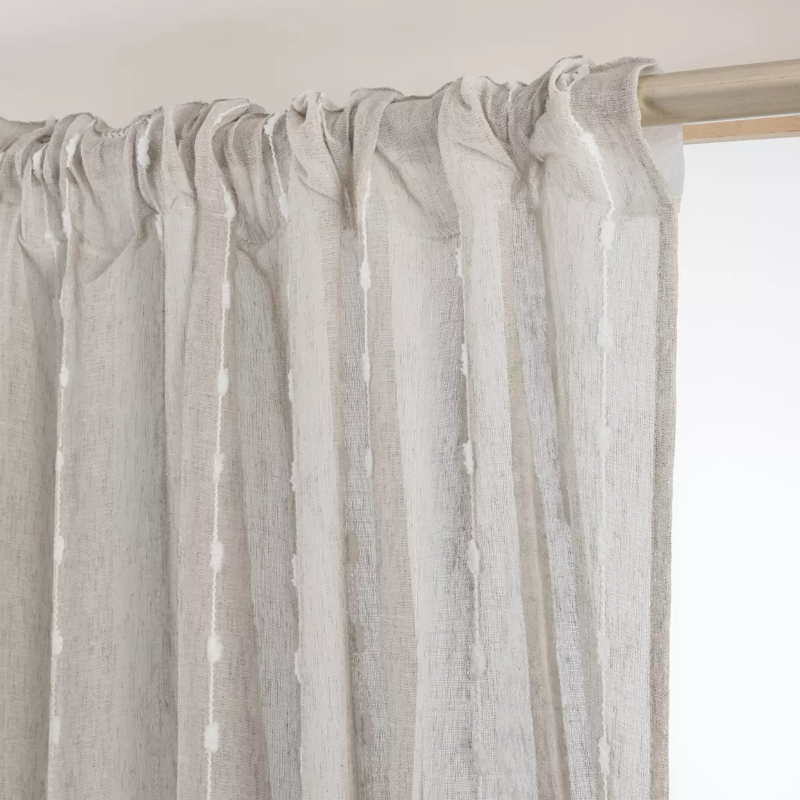 Voilage galon fronceur pompons (140 x 240 cm) Axel Beige
