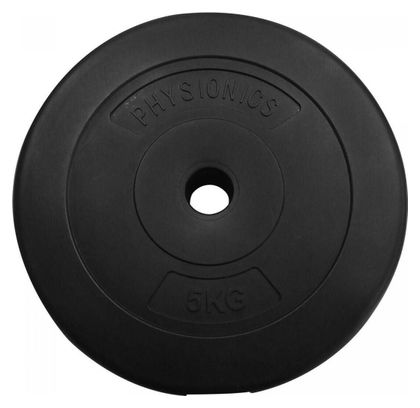 Disques de poids set de 2 x 5 kg diamètre 27 mm avec revêtement en plastique plaques de poids pour haltères fitness musculation 01_0000433