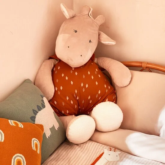 Tiga, Stegi & Ops Peluche large Tiga en Veloudoux et mousseline de coton   Beige/ocre        de               Noukies