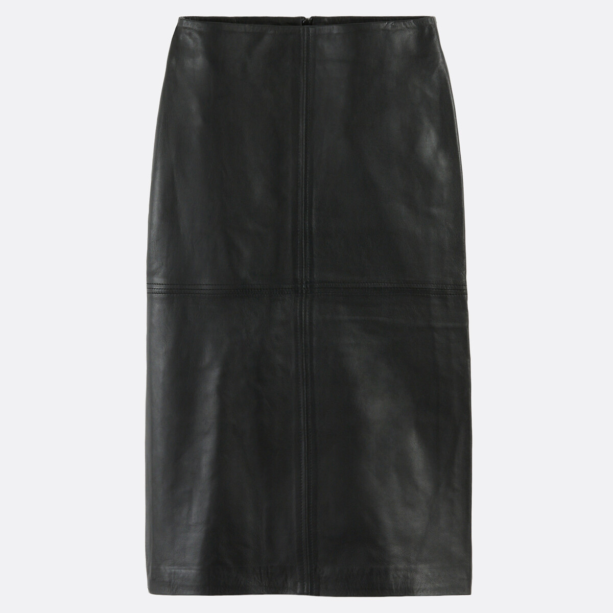 COLEÇÃO LA REDOUTE<br>Saia lápis de pele de carneiro, comprimento midi