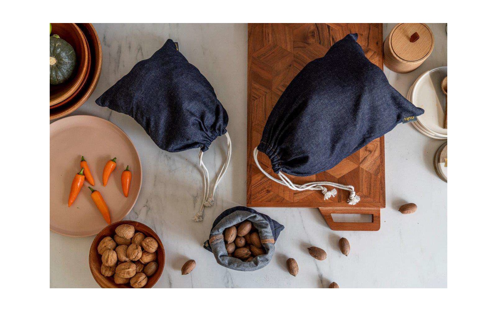 Nuts Innovations Obst und Gemüsebeutel 3er Set Jeans