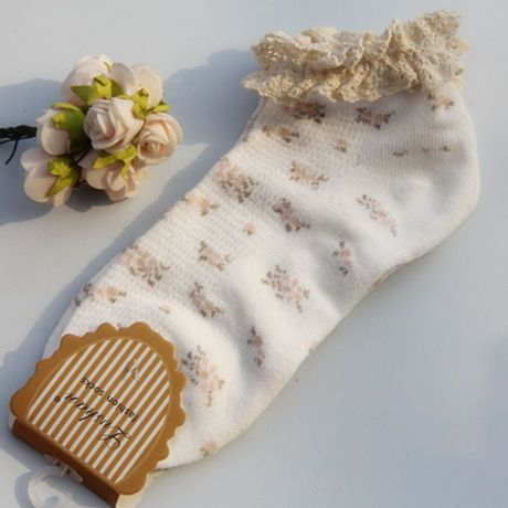 Cottonet - Sokken met kant en bloemenprint