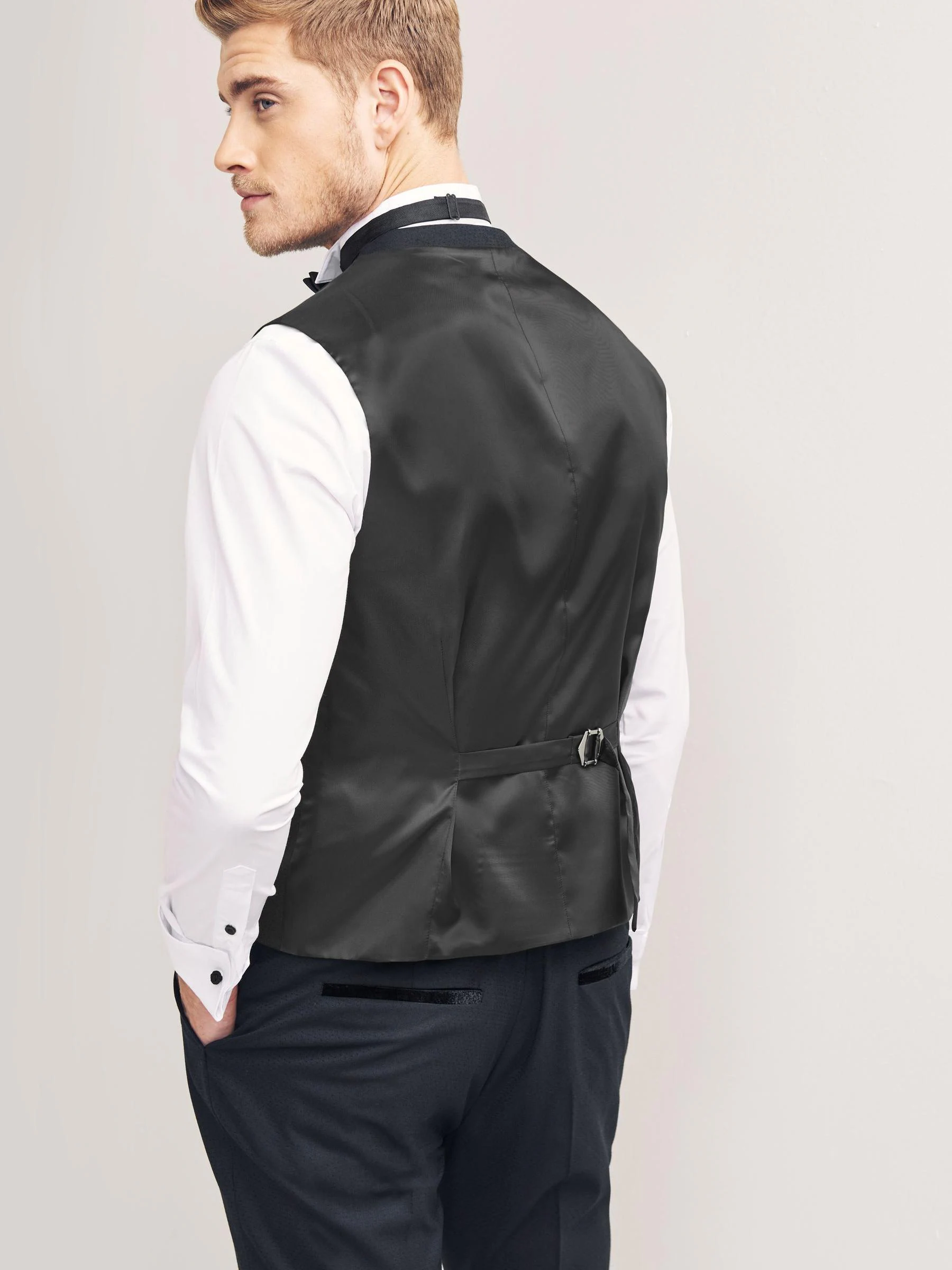 Marineblauw - Smokingvest met patroon