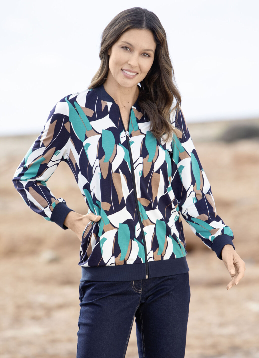 Shirtjacke mit durchgehendem Reissverschluss
