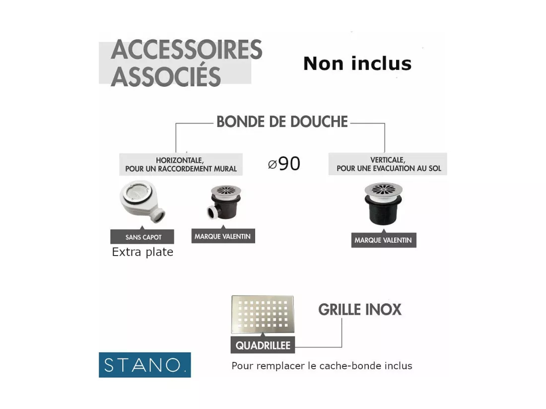 Receveur de douche 90 x 120 cm extra plat SALVI en SoliCast® surface ardoisée blanc