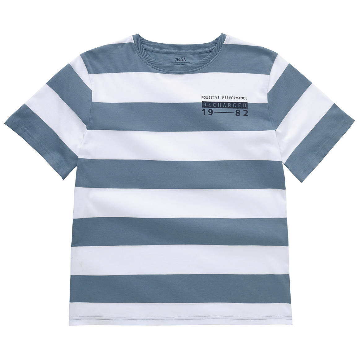 Yigga Jungen T-Shirt mit Streifen petrolblau / weiss