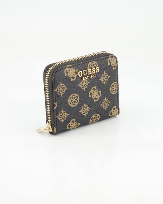 Guess Laurel SLG Small Zip Around Portemonnaie in Braun