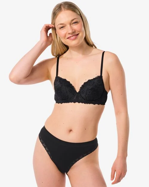 string femme sans coutures côte noir