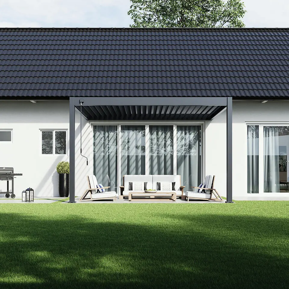 Orion Deluxe overkapping muur 300 x 400 cm antraciet