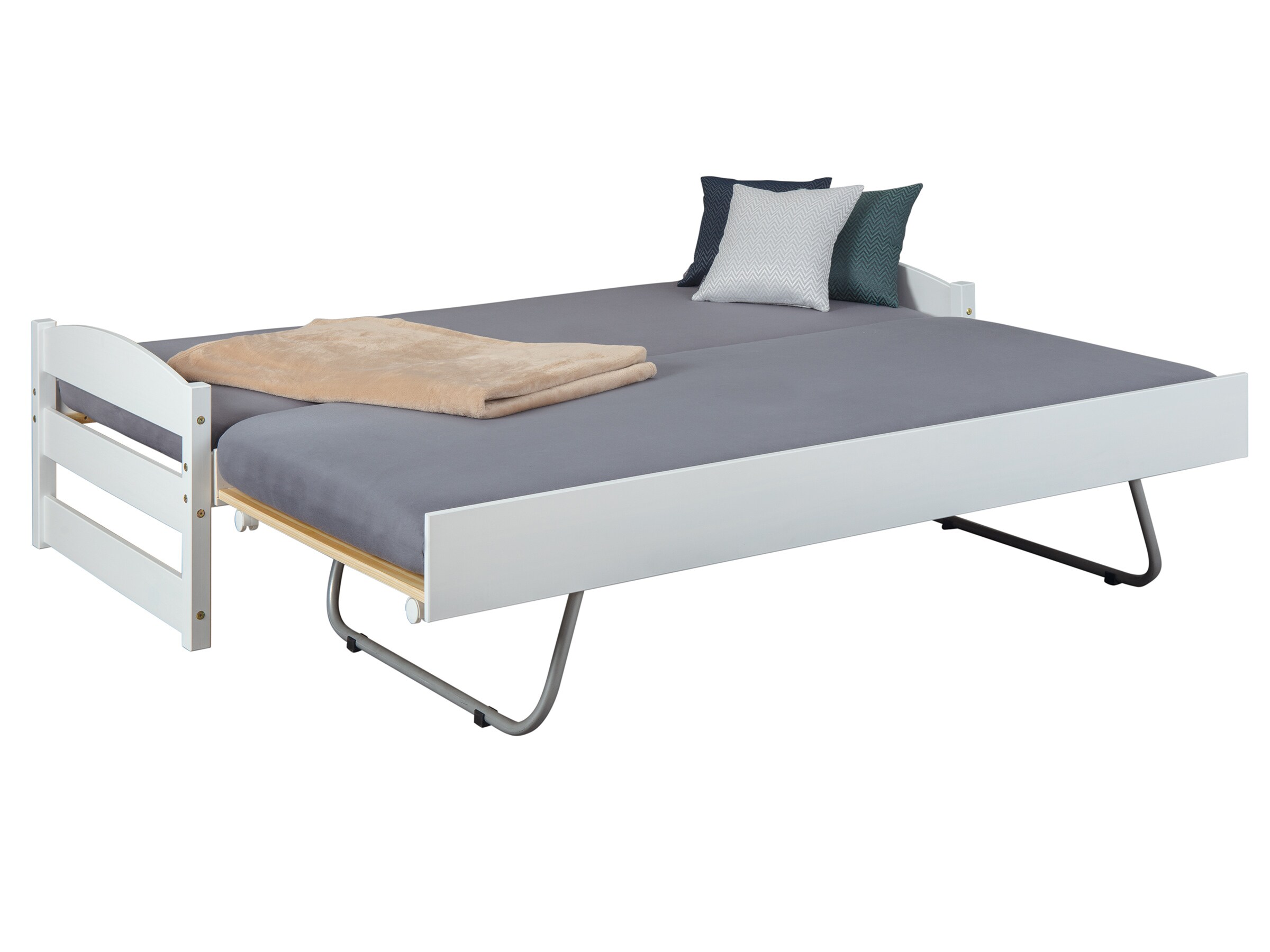 Inter Link Kinderbett Vindas 90x200 cm inkl. Ausziehbett und Lattenrost - Weiss