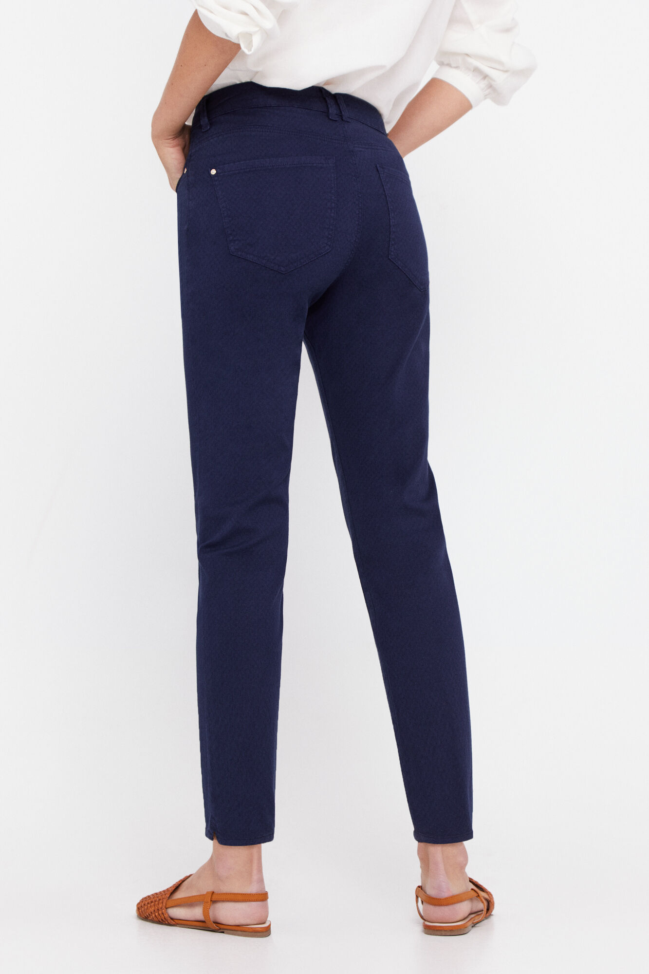 Calça jeans skinny jacquard com caimento impecável - Azul marinho