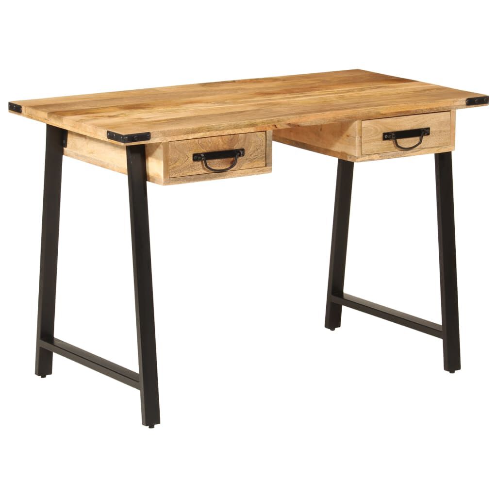 vidaXL Bureau met lades 105x55x70 cm massief mangohout en ijzer
