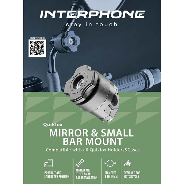 Interphone - Support Quiklox pour rétroviseur Small Bar
