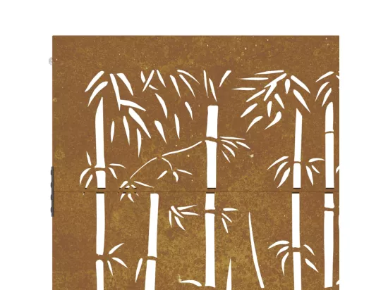 Portail de jardin 85x150 cm acier corten design de bambou