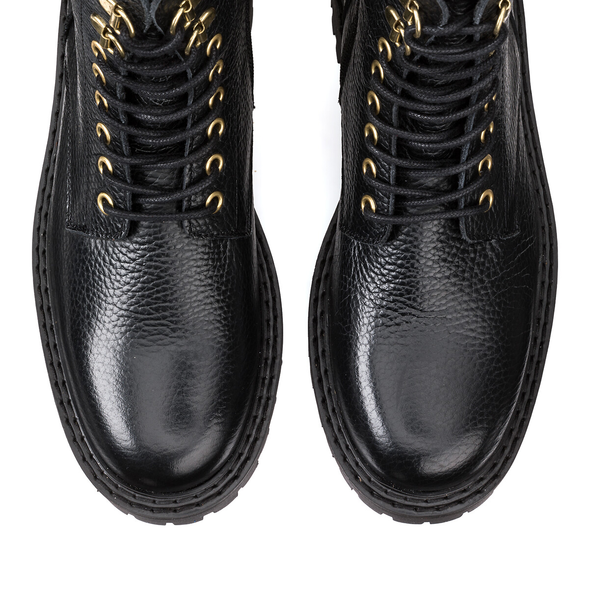 COLEÇÃO LA REDOUTE<br>Botas de couro com cadarço e sola ranhurada