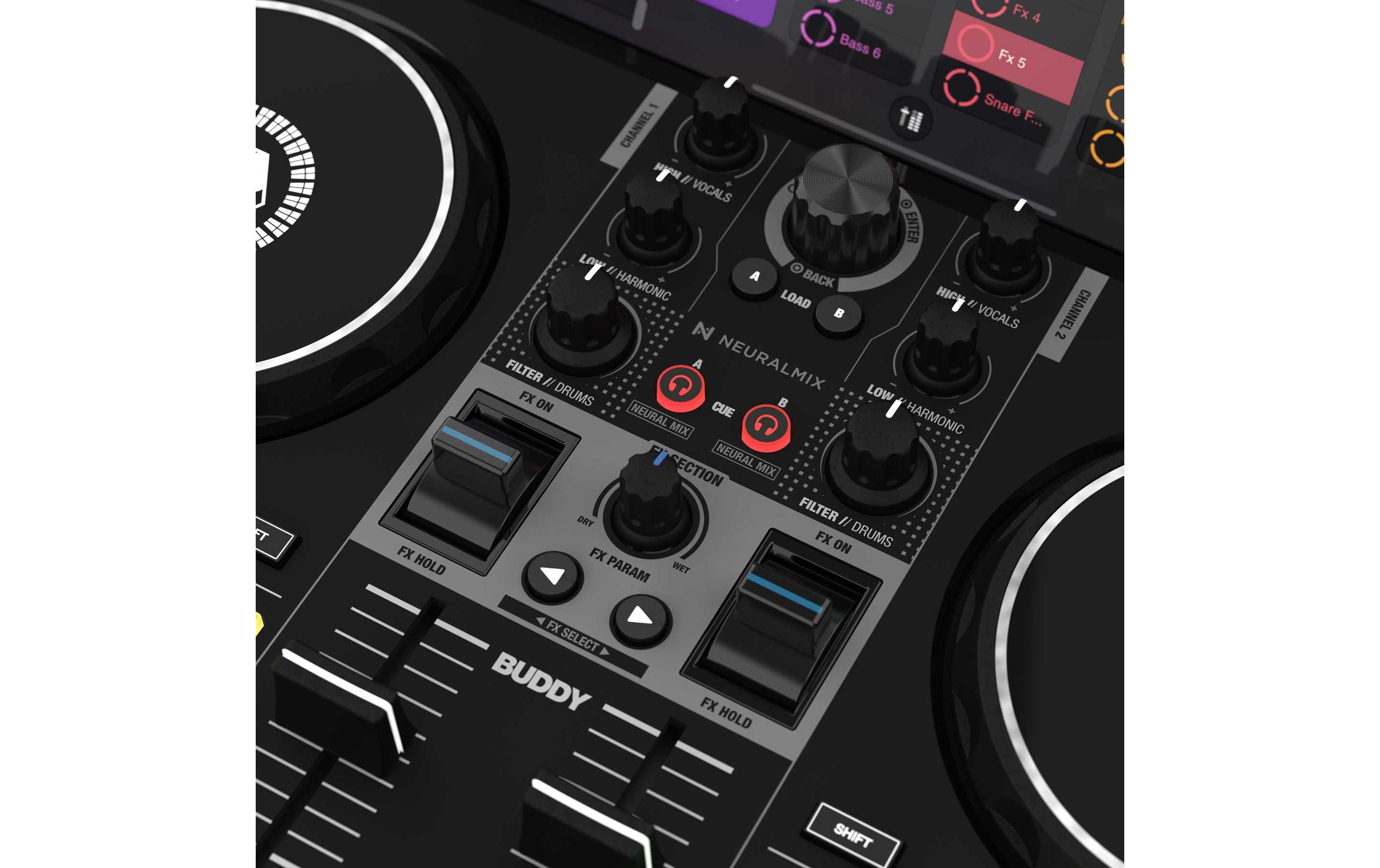 DJ-Controller Buddy<br>Kompakter, leistungsstarker 2-Kanal-DJ-Controller