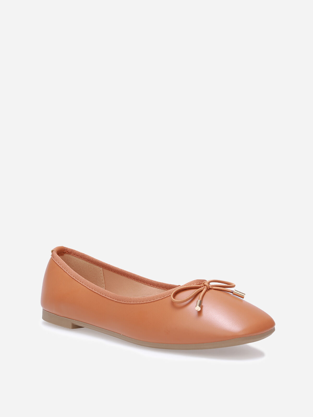 Ballerines à bout carré et nœud- Camel