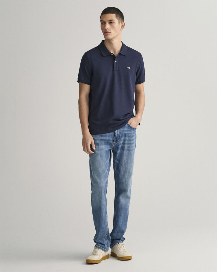 Gant REG SHIELD SS PIQUE POLO Evening blue