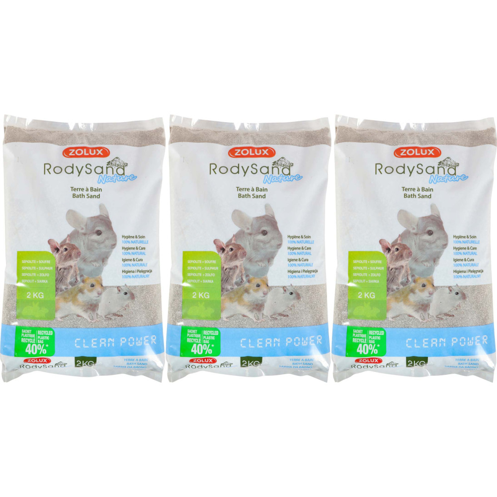Terre à bain pour chinchillas 2 kg (lot de 3)