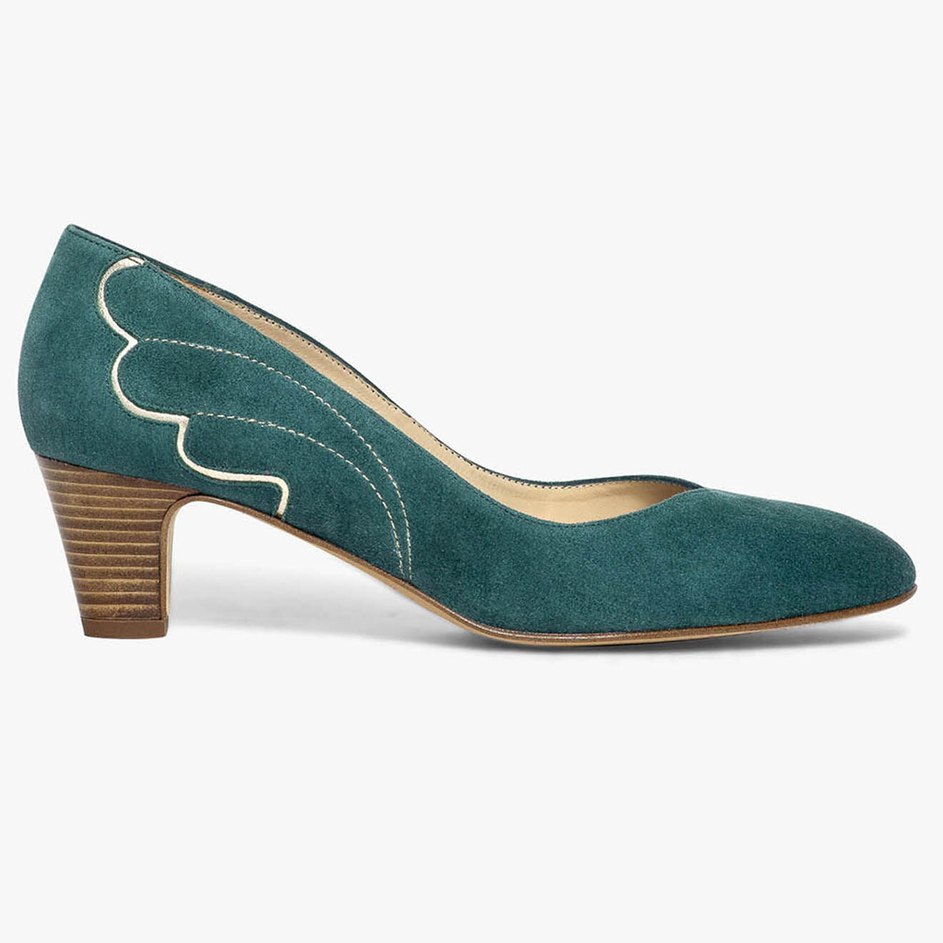 Bocage Escarpins en Velours de Cuir Irlande vert forêt - Talon 5 cm