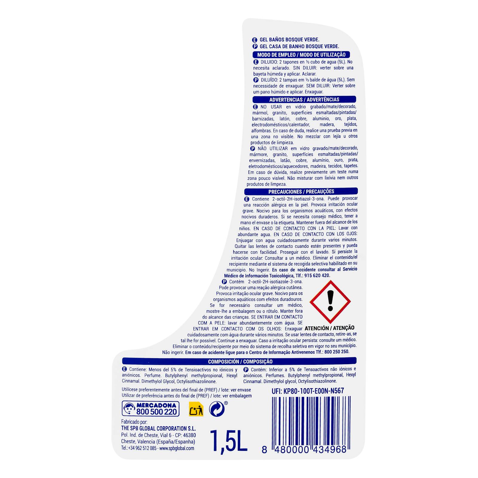 Gel nettoyant pour salle de bain Green Forest