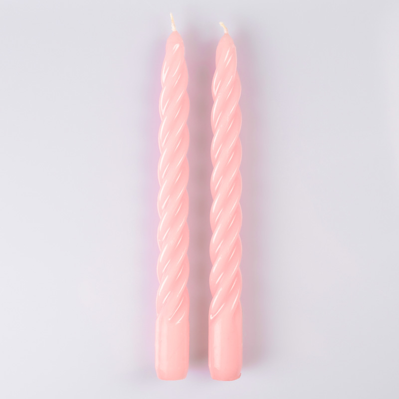 2 bougies torsadées roses