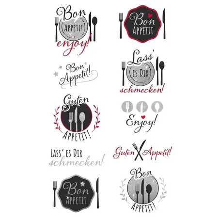 Avery Zweckform Z-Design 56044, Deko Sticker, Gute Appetit, 10 Aufkleber