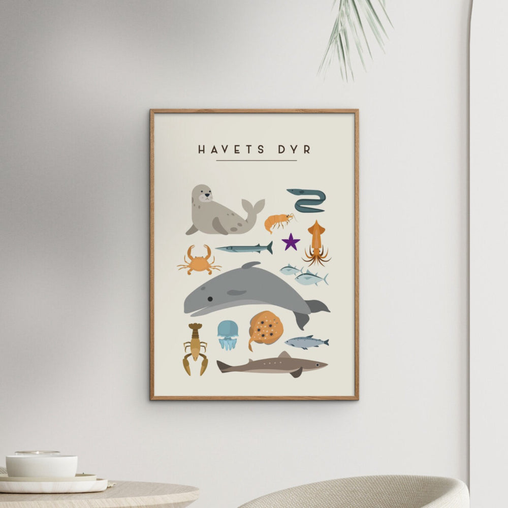 Køb Poster & Frame Citatplakat - Havets Dyr – Børneplakat