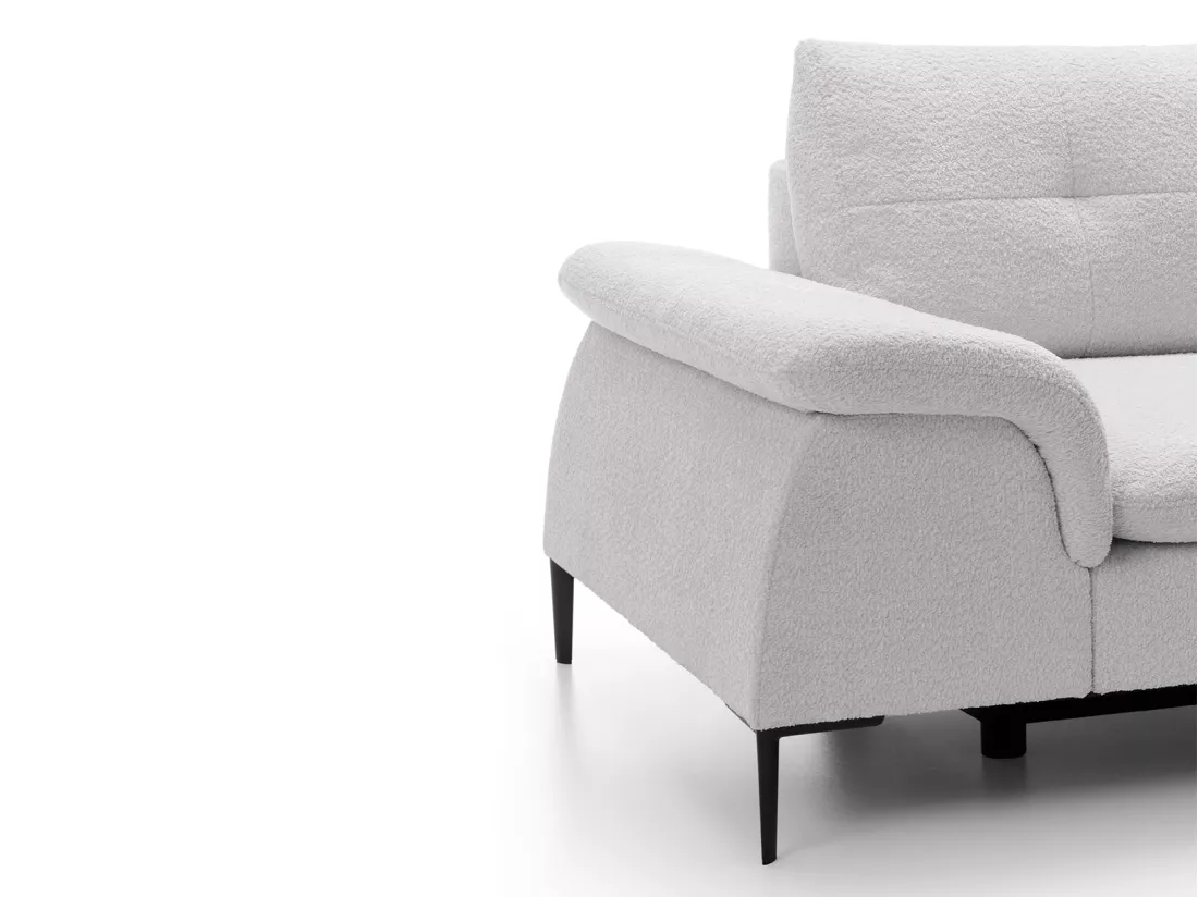 Canapé d'angle droit convertible en tissu bouclette blanc JOLESA