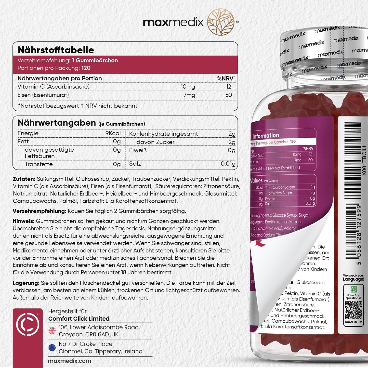 maxmedix Eisen & Vitamin C für Kinder