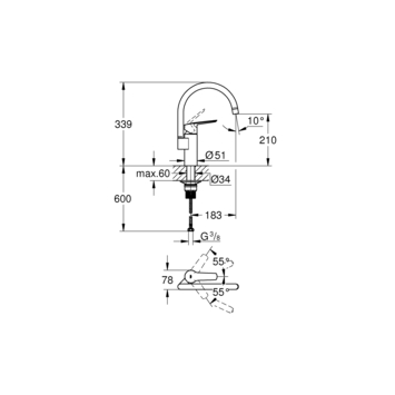 Grohe keukenkraan Start hoge uitloop QuickFix chroom