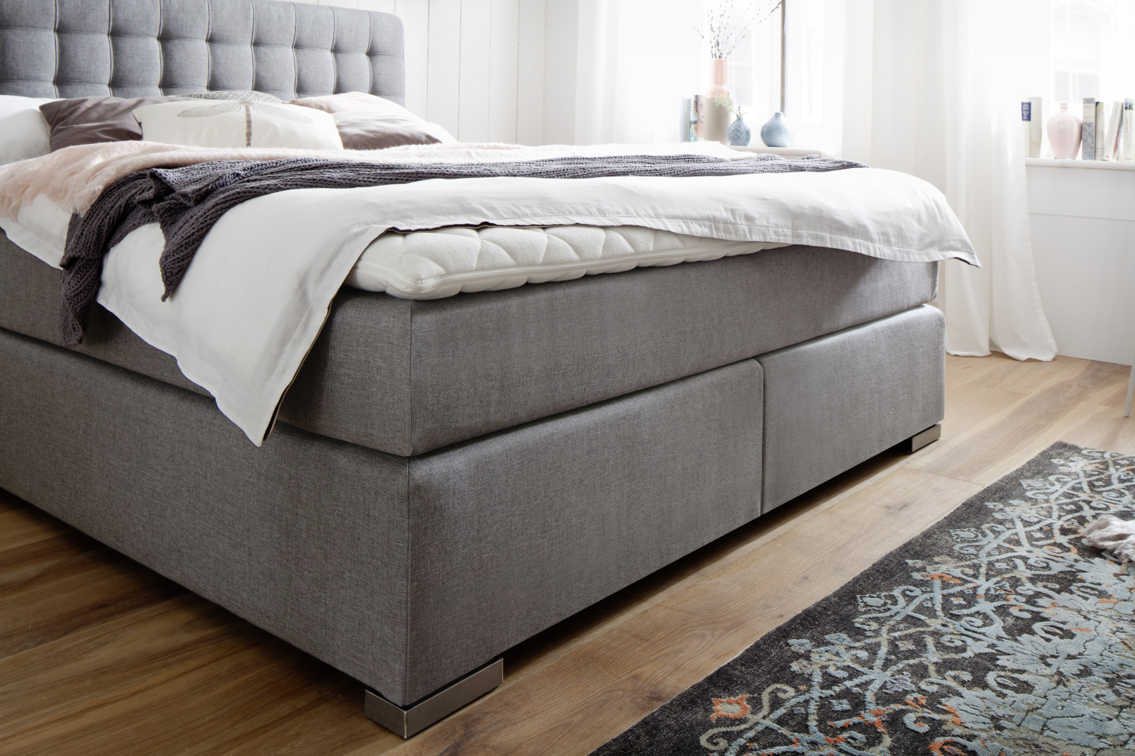Boxspringbett - anthrazit - H2/H3 - Komfortschaum - 160x200 cm