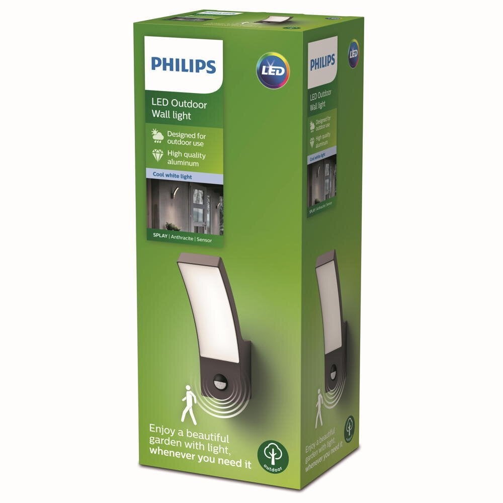 LED wandlamp Splay in antraciet 12W 1200lm IP44 met bewegingsmelder