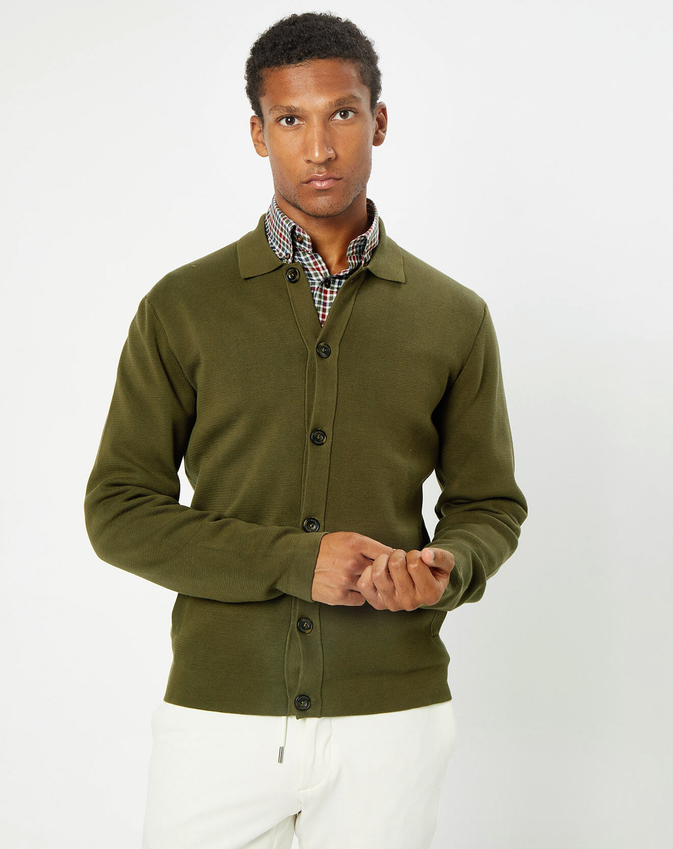 Hackett London Cardigan en Maille kaki