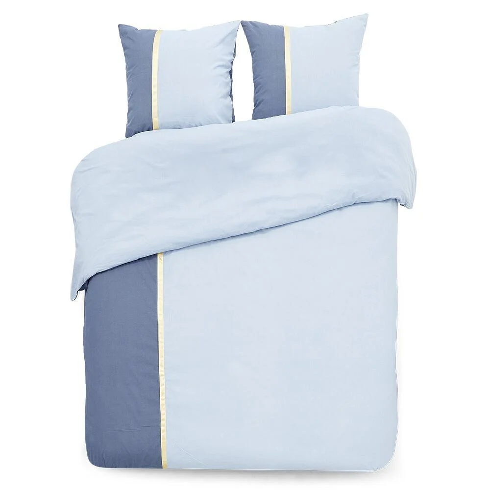 Parure de lit 2 personnes 240x220cm réversible bleu clair et foncé