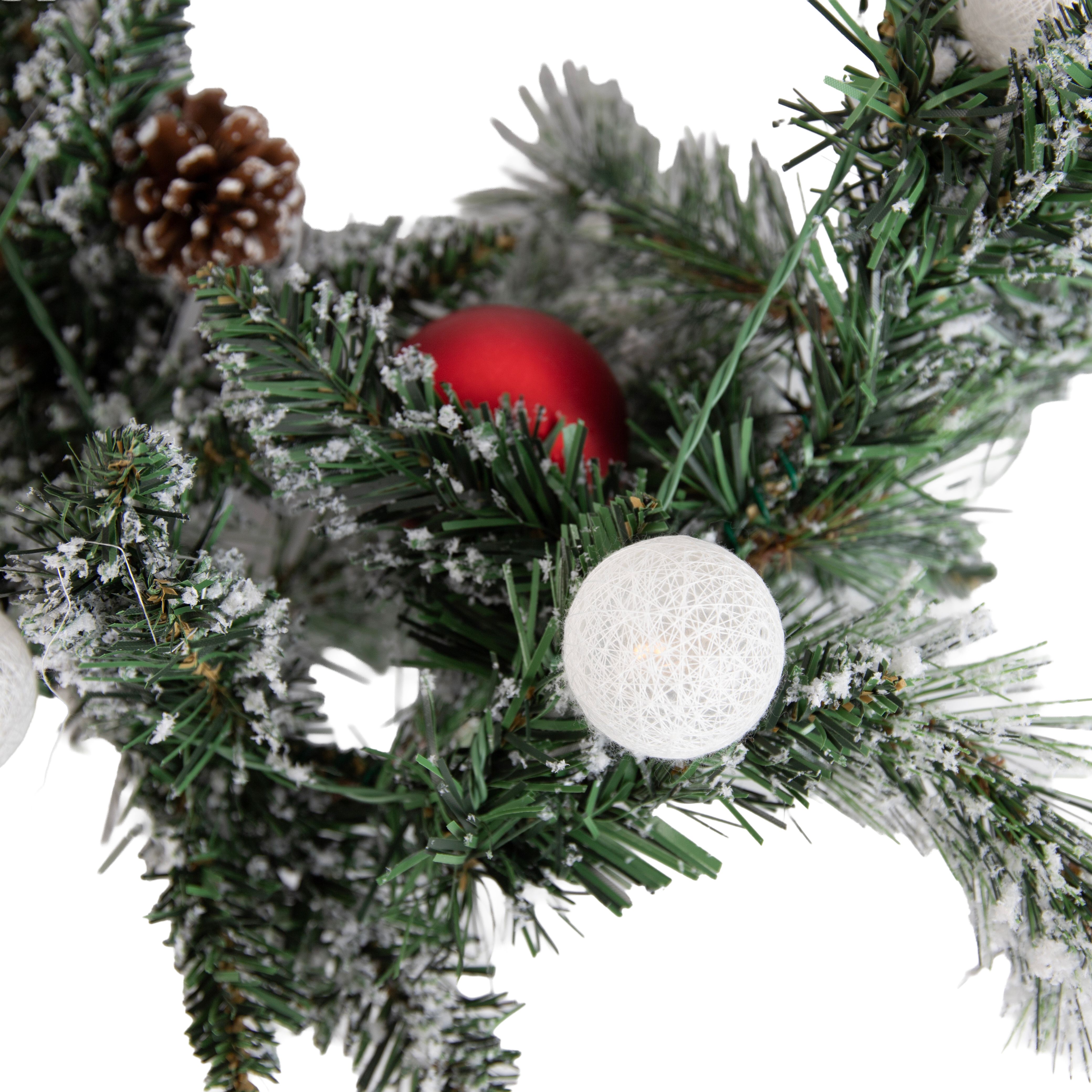 Kerst guirlande wit met rood 270cm incl. LED met timer - Jack