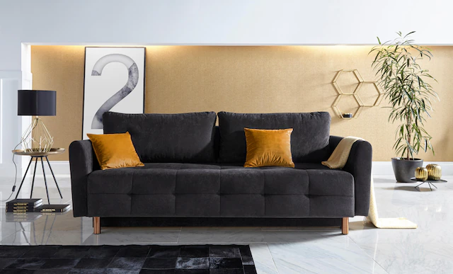 INOSIGN Schlafsofa »Nordic« mit Federkern und Metallbeinen, Steppung im Sitzbereich