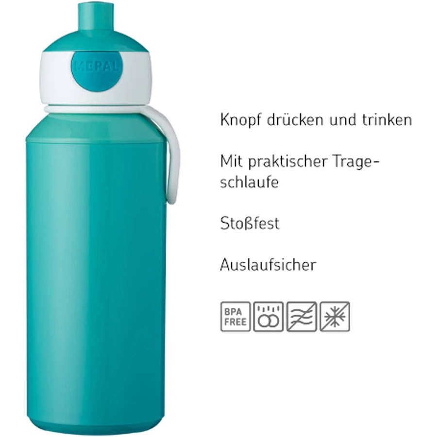 Mepal Pop-Up Trinkflasche + Flip-Up Ersatzdeckel Campus 400 ml türkis