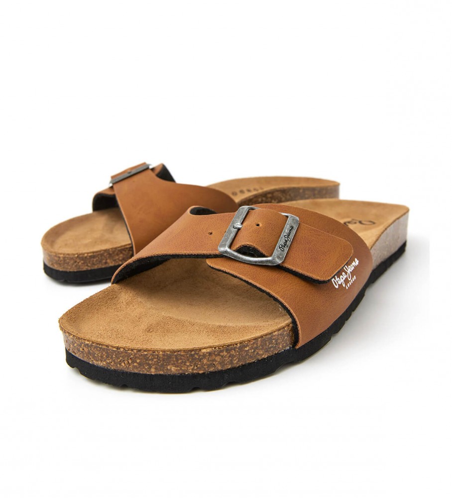 Sandálias Pepe Jeans Bio Single Kansas, marrom claro