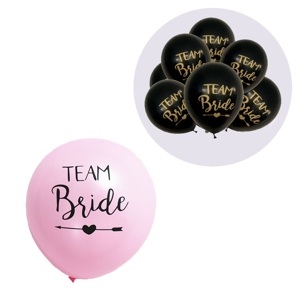 (10er Set) Team Bride Ballons Junggesellinnenabschied Luftballons - Pink / Schwarz