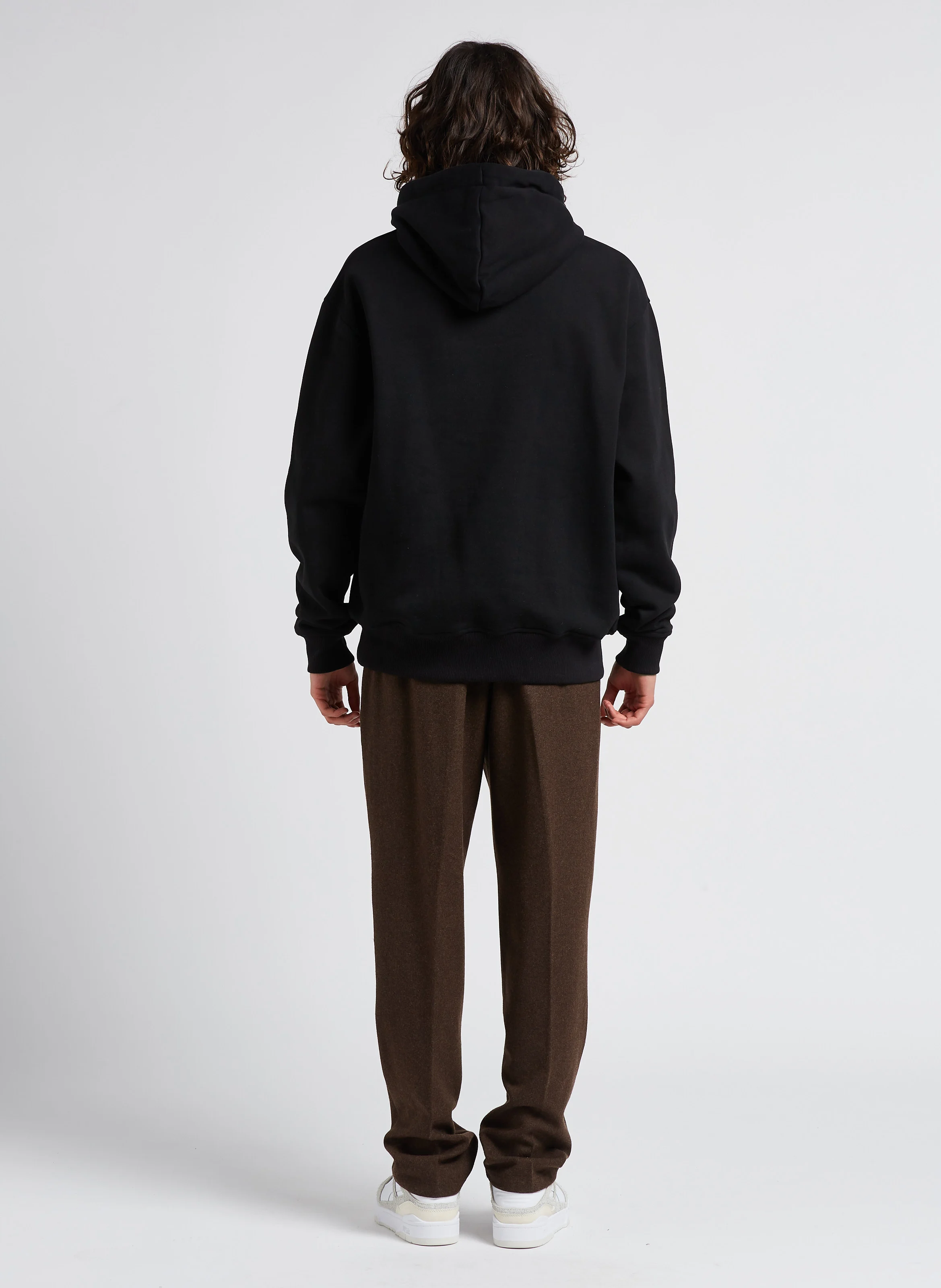 Sweat à capuche loose-fit brodé en coton | Noir
